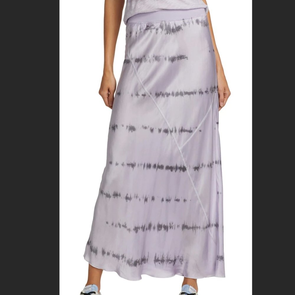 ATM Anthony Thomas Melillo silk bias maxi skirt skirt w purple tie dye print
